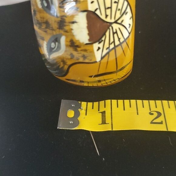 Vintage Folk Art Handpainted Wood Tiger Face and Stripes Thick Wooden Bangle - Picture 5 of 5